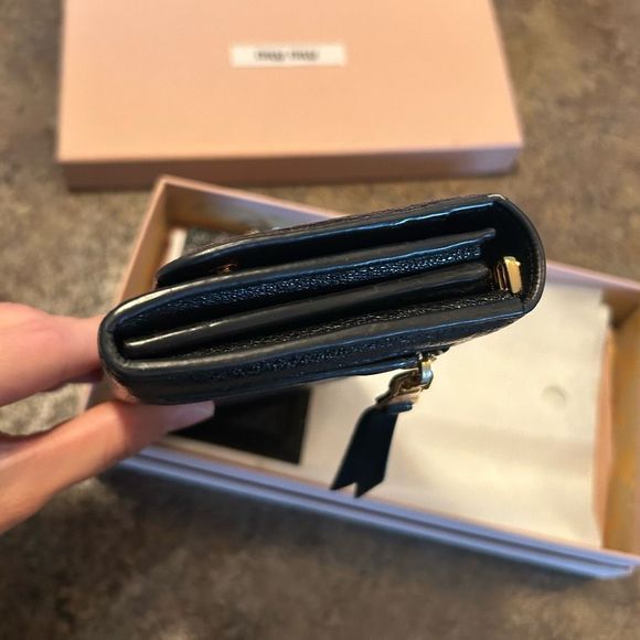 2in1 Miu Miu Long Snap Wallet Leather Black with original box - Picture 15 of 15